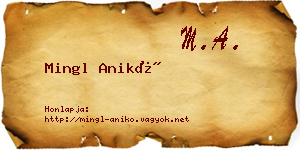 Mingl Anikó névjegykártya